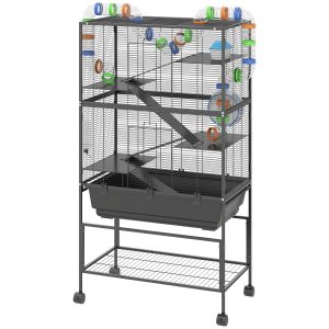 1ecda140-7ff6-4c13-ab9e-bce866594099.jpg 5 Tier Hamster Cage, Rolling Rat Cage With Deep Tray, Storage Shelf, Big Exercise Wheel, Hut, Tube System