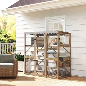 6f79a726-1f46-4f9c-aa70-29ca19c03f04.jpg Outdoor Cat Enclosure With Window Access, 5 Platforms And 2 Resting Boxes, Waterproof Roof For Multiple Cats