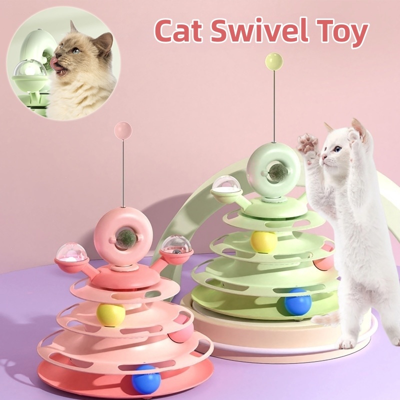 4 Levels Cat Toy Tower Turntable Roller Balls Toys Interactive Intelligence Pets Toys