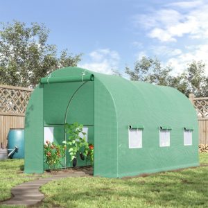 cebcf2ce-d0b4-4d28-be8c-774963a1fbe7.jpg Outsunny 15X 6 X 7 Walk-in Tunnel Greenhouse Garden Plant Growing House With Door And Ventilation Window, Green