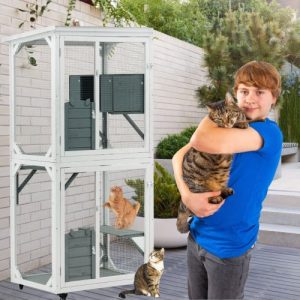 fb52427d-3e34-429b-b3ed-7a2ca44939cc.jpg Outdoor Indoor Cat Pet Climbing Frame Game Cage Cute Large Space