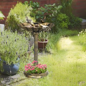 e9a632a3-025e-4a86-9f56-20d6ad5e4c67.jpg 32" Antique Bird Bath Decorative Birdbath Bird Feeder Bowl with Planter Pedestal and Bird Statues, Bronze