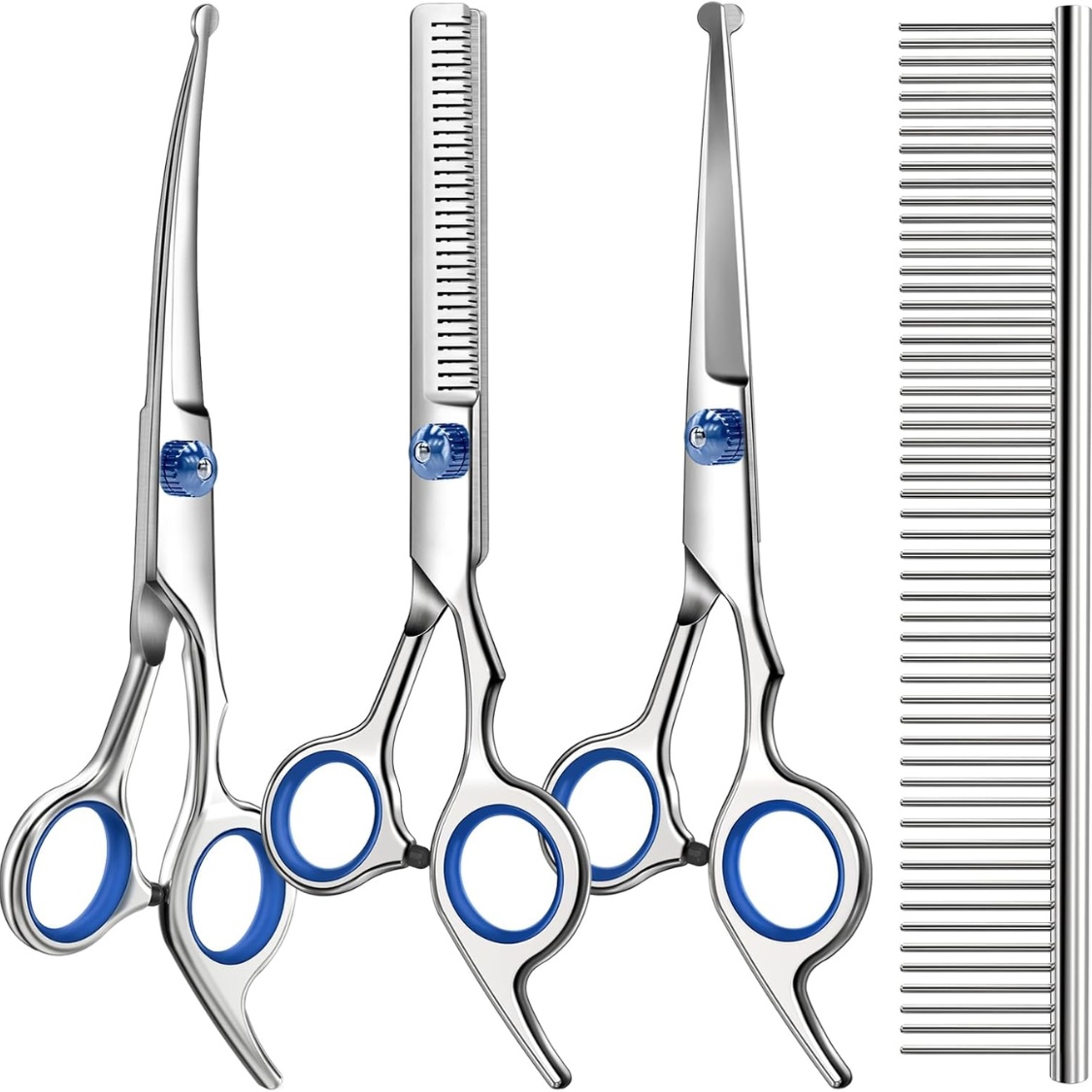 Professional 4 In 1 Dog  Cat Grooming Scissors Kit With Safety Round Tips,Sharp