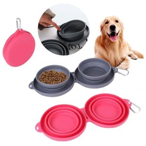 86c9c4c3-26e9-4e59-b95a-46003325dc8f.jpg Rubber Foldable Double Bowl Pet Feeding Bowl Pets Supplies Dog Cat Bowls